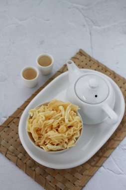 Lezzetli Asya yemeklerinin yakın görüntüsü