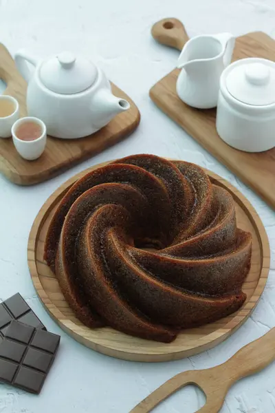 巧克力蛋糕奶茶 — 图库照片