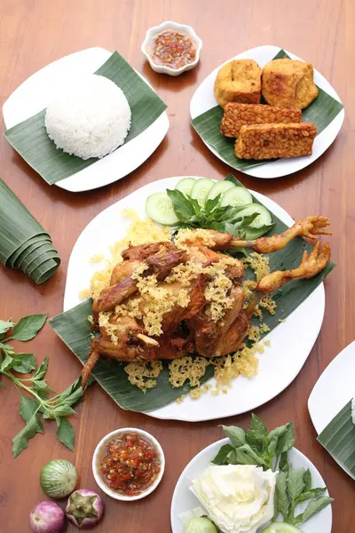 fried rice with crispy pork with sticky rice, thai food
