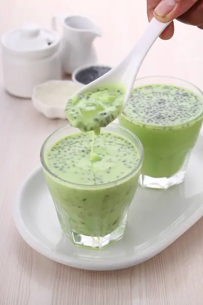 Корейская Еда Зеленый Чай Чай Маття Молоко — стоковое фото