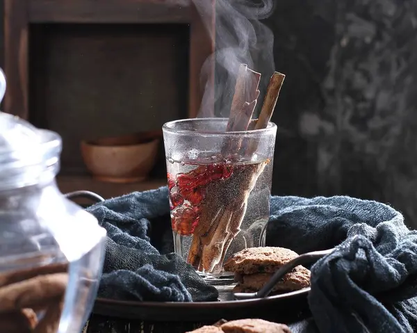 Gorąca Kawa Cynamonem — Zdjęcie stockowe