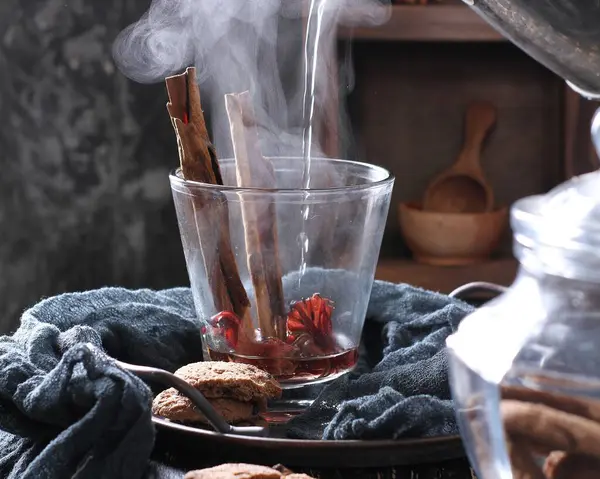 Gorąca Kawa Cynamonem Przyprawami — Zdjęcie stockowe