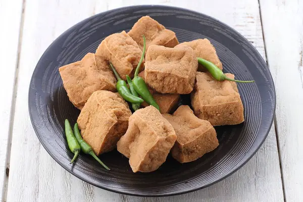 Tofu Tofu Houtachtergrond — Stockfoto