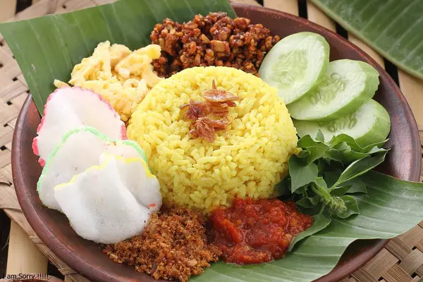 Nourriture Traditionnelle Indonésienne Appelée Riz Indonésien — Photo