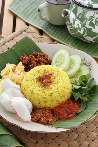 Nourriture Indonésienne Riz Riz Frit Poulet Frit — Photo