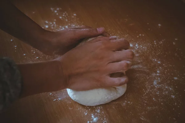 Close Male Hands Rolling Dough Flour Home — Stock Photo, Image
