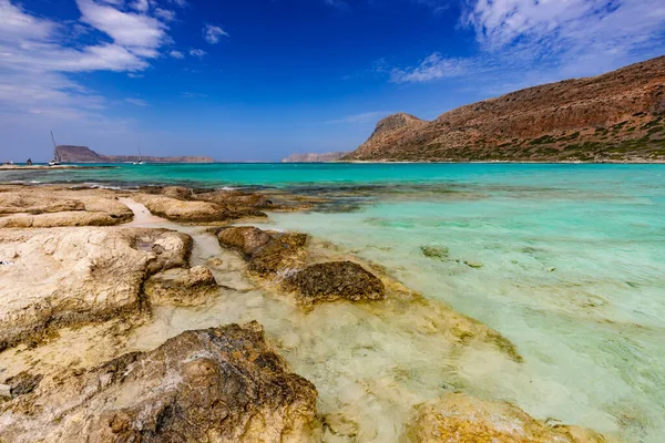 Beton Laguna Balos Wyspy Greckie Widok Piękne Wybrzeże Morza Lecie — Zdjęcie stockowe