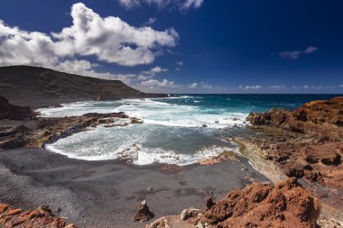 Lanzarote, volkanik ada, Atlantik okyanusu manzarası, İspanyol adaları, kanarya adaları manzarası, doğa arka planı.