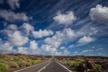 Lanzarote, volkanik ada, Atlantik okyanusu manzarası, İspanyol adaları, kanarya adaları manzarası, doğa arka planı.