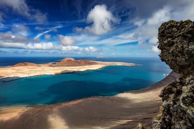 Lanzarote, volkanik ada, Atlantik okyanusu manzarası, İspanyol adaları, kanarya adaları manzarası, doğa arka planı.
