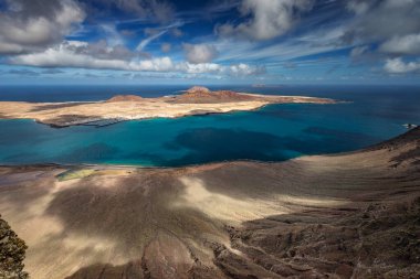 Lanzarote, volkanik ada, Atlantik okyanusu manzarası, İspanyol adaları, kanarya adaları manzarası, doğa arka planı.