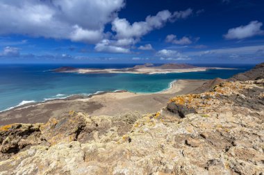 Lanzarote, volkanik ada, Atlantik okyanusu manzarası, İspanyol adaları, kanarya adaları manzarası, doğa arka planı.