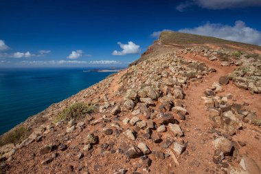 Lanzarote, volkanik ada, Atlantik okyanusu manzarası, İspanyol adaları, kanarya adaları manzarası, doğa arka planı.