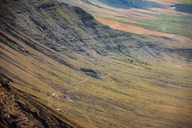 Lanzarote, volkanik ada, Atlantik okyanusu manzarası, İspanyol adaları, kanarya adaları manzarası, doğa arka planı.