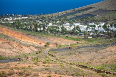 Lanzarote, volkanik ada, Atlantik okyanusu manzarası, İspanyol adaları, kanarya adaları manzarası, doğa arka planı.