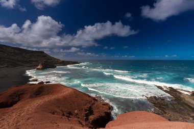 Lanzarote, volkanik ada, Atlantik okyanusu manzarası, İspanyol adaları, kanarya adaları manzarası, doğa arka planı.
