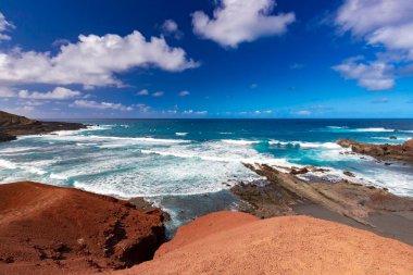 Lanzarote, volkanik ada, Atlantik okyanusu manzarası, İspanyol adaları, kanarya adaları manzarası, doğa arka planı.