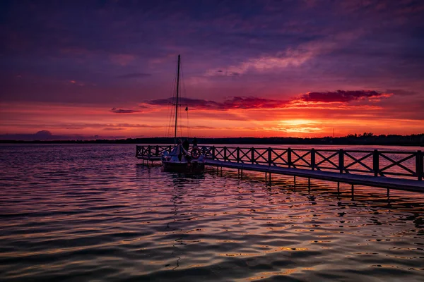 Amazing Sunset Lake Poland Summer Sunsets Holiday Atmosphere — Stock Photo, Image