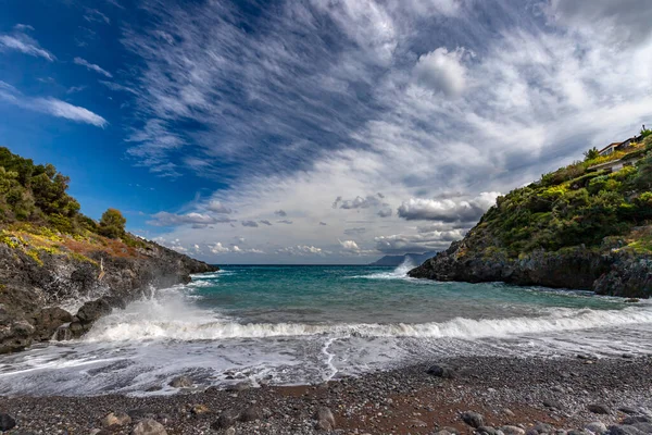 Côte Île Grecque Evia Belles Vues Sur Mer Par Une — Photo