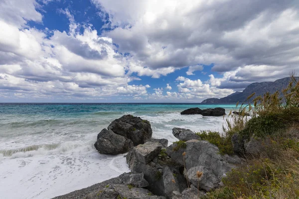 Yunan Adası Evia Kıyısı Güneşli Bir Günde Güzel Deniz Manzarası — Stok fotoğraf