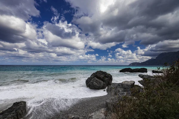 Узбережжя Грецького Острова Евія Прекрасне Море Сонячний День Блакитне Небо — стокове фото