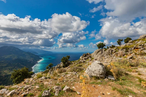 Paysages Côte Île Grecque Evia Belles Vues Sur Mer Les — Photo