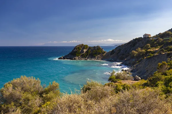 Côte Île Grecque Evia Belles Vues Sur Mer Par Une — Photo