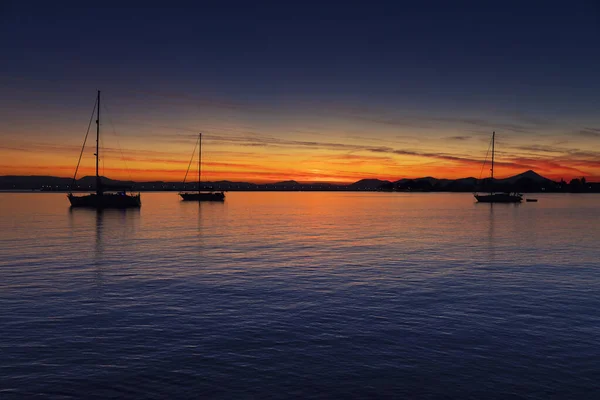 Pintoresco Romántico Atardecer Sobre Mar Isla Griega Evia Plano Horizontal — Foto de Stock