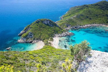 Porto Timoni, Yunanistan Korfu 'daki güzel tropikal plaj
