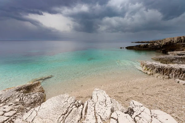Kassiopi Piękna Plaża Tropikalna Korfu Grecja — Zdjęcie stockowe