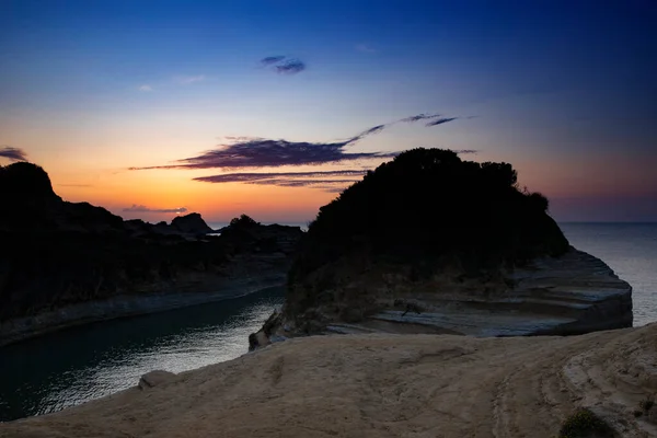 Красивий Захід Сонця Над Морем Грецький Острів Корфу — стокове фото
