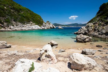 Yunan Korfu adasındaki deniz manzarası