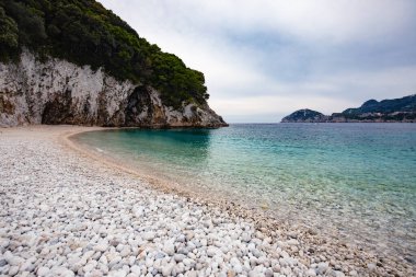 Yunan Korfu adasındaki deniz manzarası