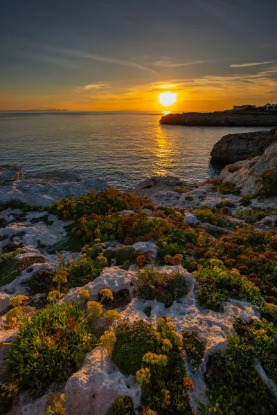 Sunset Sea Landscape Beautiful Spanish Island Menorca Outdoor Shot Stock Photo