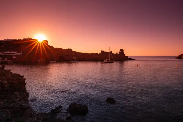 Sunset Sea Landscape Beautiful Spanish Island Menorca Outdoor Shot Royalty Free Stock Images