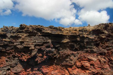 Timanfaya Parkı 'ndaki volkanlar ve İspanya' nın Kanarya Adaları 'ndaki Lanzarote Adası' ndaki volkanik manzaralar