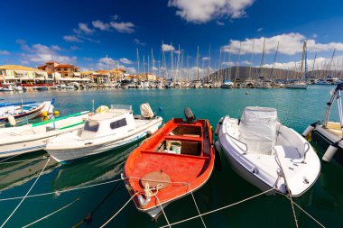 Yunan İyon adasındaki harika yaz tatili manzarası Lefkada, kartpostal ya da seyahat duvar kağıdı, tasarımınız için arka plan