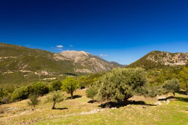 Yunan İyon adasındaki harika yaz tatili manzarası Lefkada, kartpostal ya da seyahat duvar kağıdı, tasarımınız için arka plan