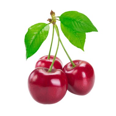 Beyaz arkaplanda kiraz izole