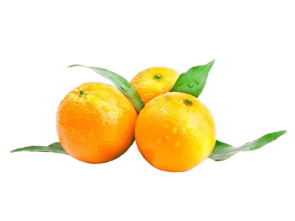 Vers Oranje Fruit Met Water Druppels Geïsoleerd Witte Achtergrond — Stockfoto
