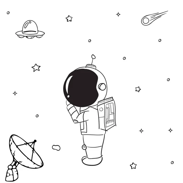 Αστροναύτες Χαρακτήρες Επίπεδο Στυλ Κινουμένων Σχεδίων Άνθρωπος Άνθρωπος Διαστημάνθρωπος Χειροκίνητη — Διανυσματικό Αρχείο