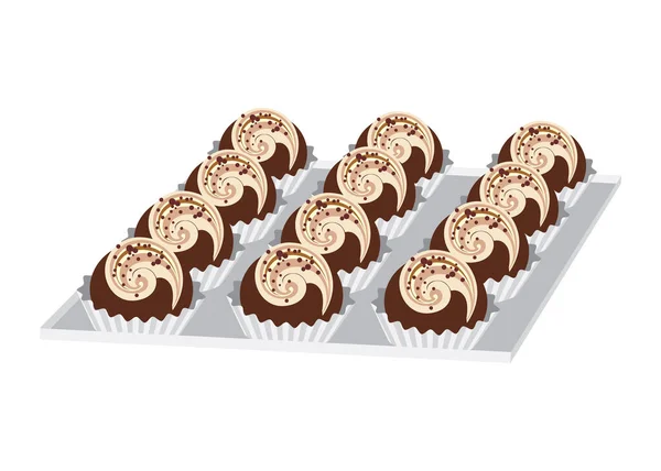 Pastel Chocolate Con Nueces Café — Vector de stock