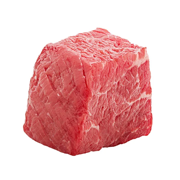 Kub Rått Nötkött Kött Isolerad Vit Bakgrund — Stockfoto