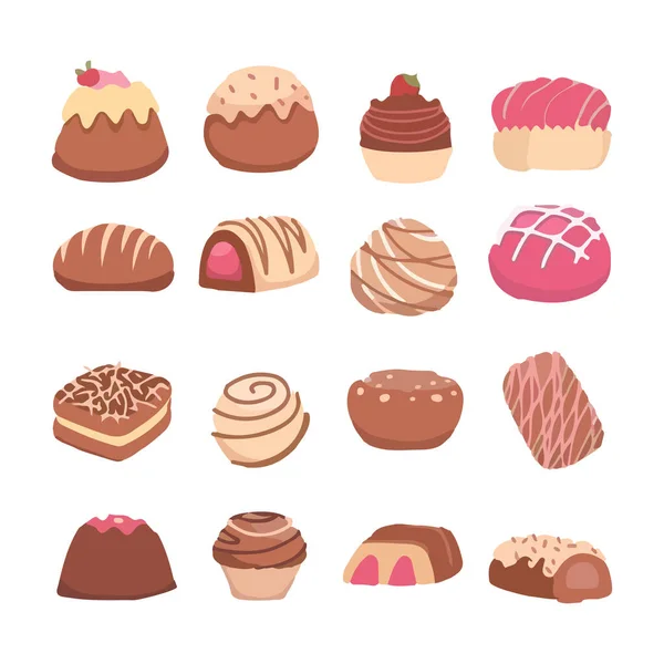 Набір Шоколадних Десертів Коробки Особливих Свят День Святого Валентина Обідньої — стоковий вектор