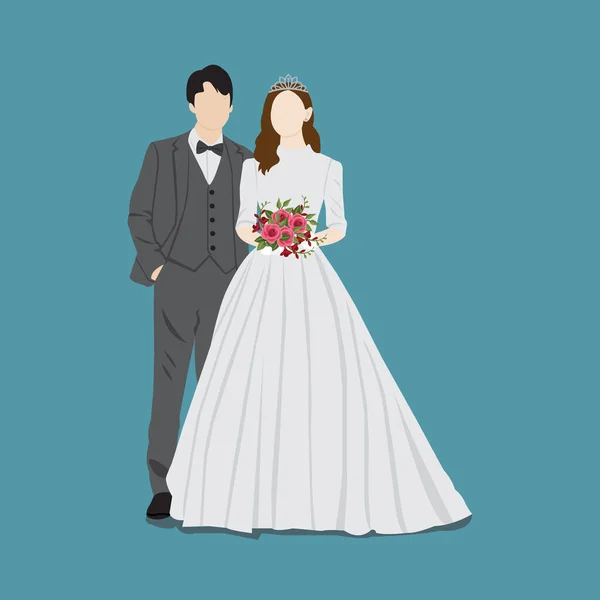 新郎新娘结婚当天 — 图库矢量图片