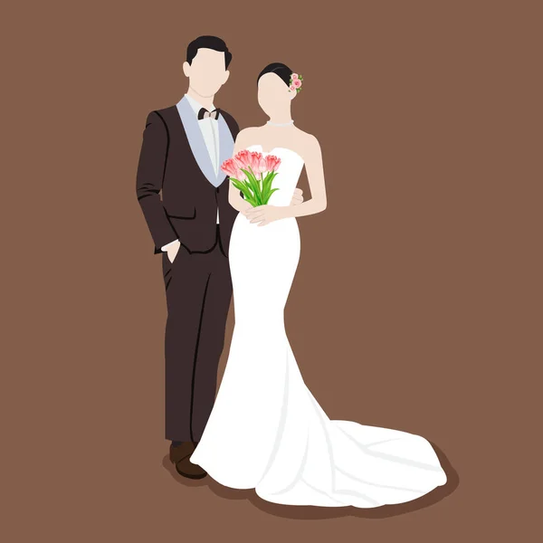 Noiva Noivo Dia Casamento Vector Ilustração —  Vetores de Stock