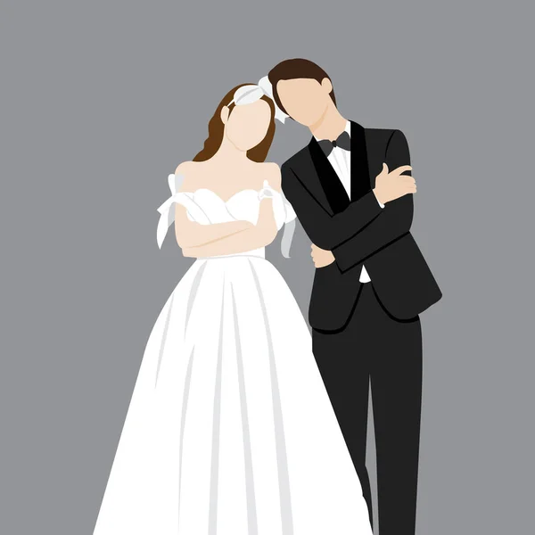 Красивая Молодая Невеста Жених День Свадьбы Векторная Иллюстрация — стоковый вектор