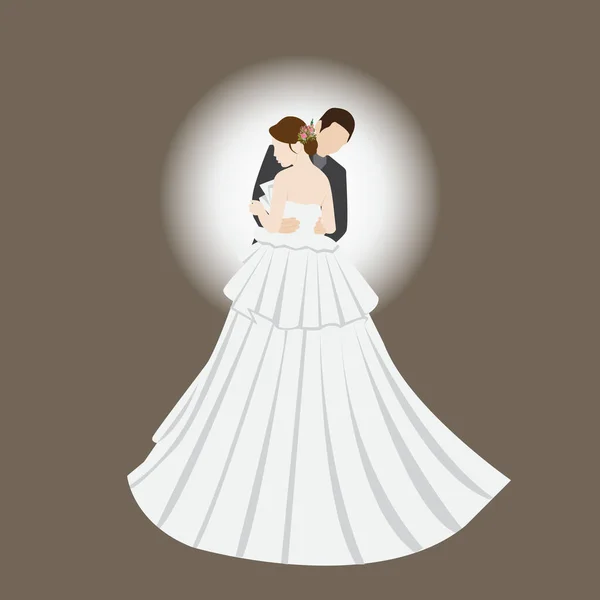Vacker Ung Brud Och Brudgum Bröllopsdag Vektor Illustration — Stock vektor