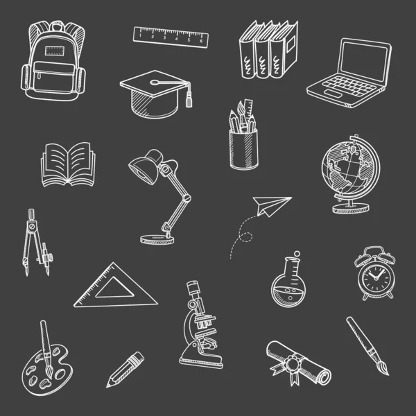 stock vector Doodle set of school. Hand drawn vector illustration.