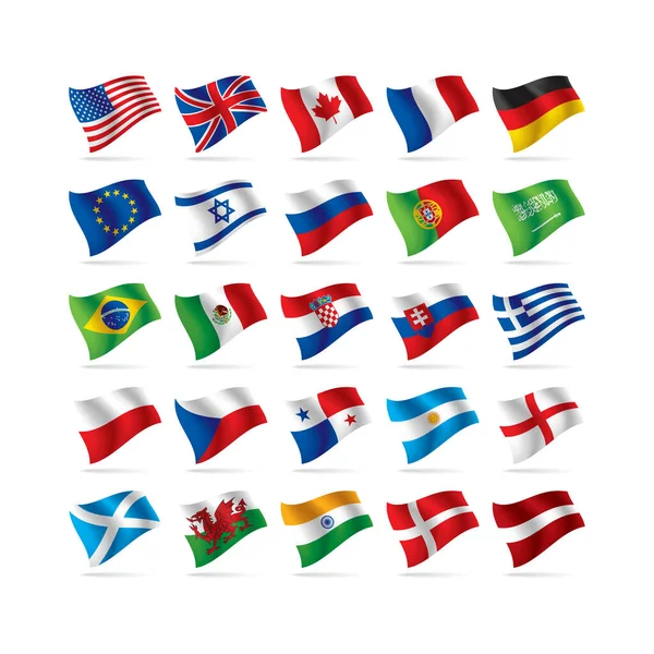 Realisztikus Világ Nemzet Zászló Vektor Illusztráció — Stock Vector